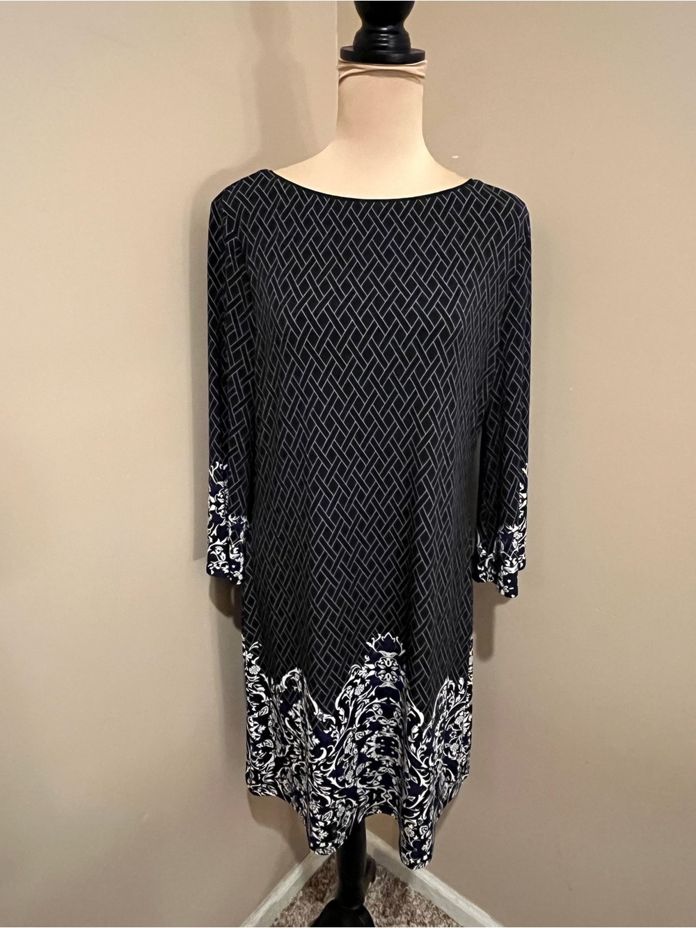 NWT WHBM Black Crew Neckline Mini Hemline Design with low back, L